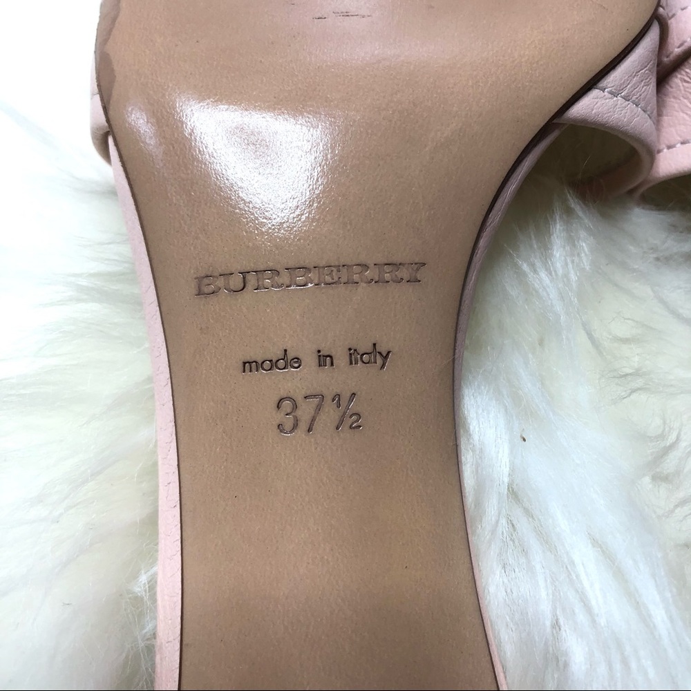 Burberry | Pebbled Leather Pink Mule Sandals 37 - Picture 6 of 9